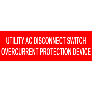 3x1 Utility AC Disconnect Switch, Plastic Solar Labels, PV-541