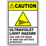 Caution UV light eye face protection safety sign