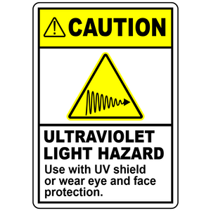 Caution UV light eye face protection safety sign