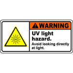 Warning UV light hazard avoid direct viewing label
