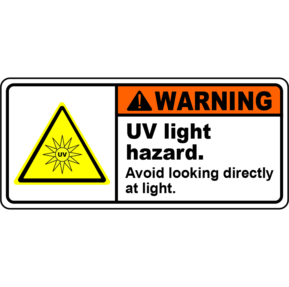 Warning UV light hazard avoid direct viewing label