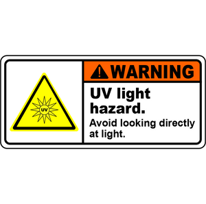 Warning UV light hazard avoid direct viewing label