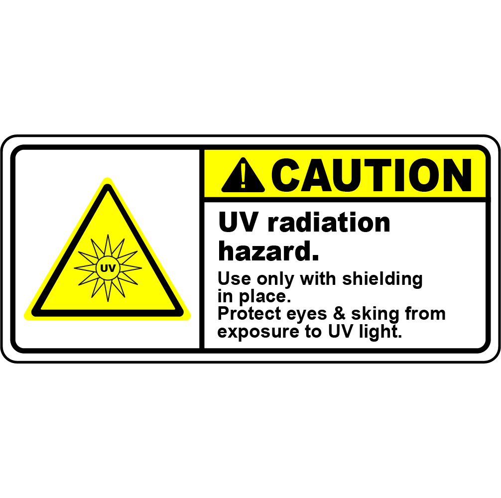 Caution UV radiation shielding eye skin safety label