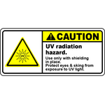 Caution UV radiation shielding eye skin safety label
