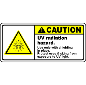 Caution UV radiation shielding eye skin safety label