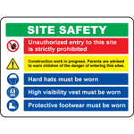 Construction site unauthorized entry PPE safety sign