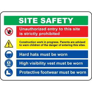 Construction site unauthorized entry PPE safety sign