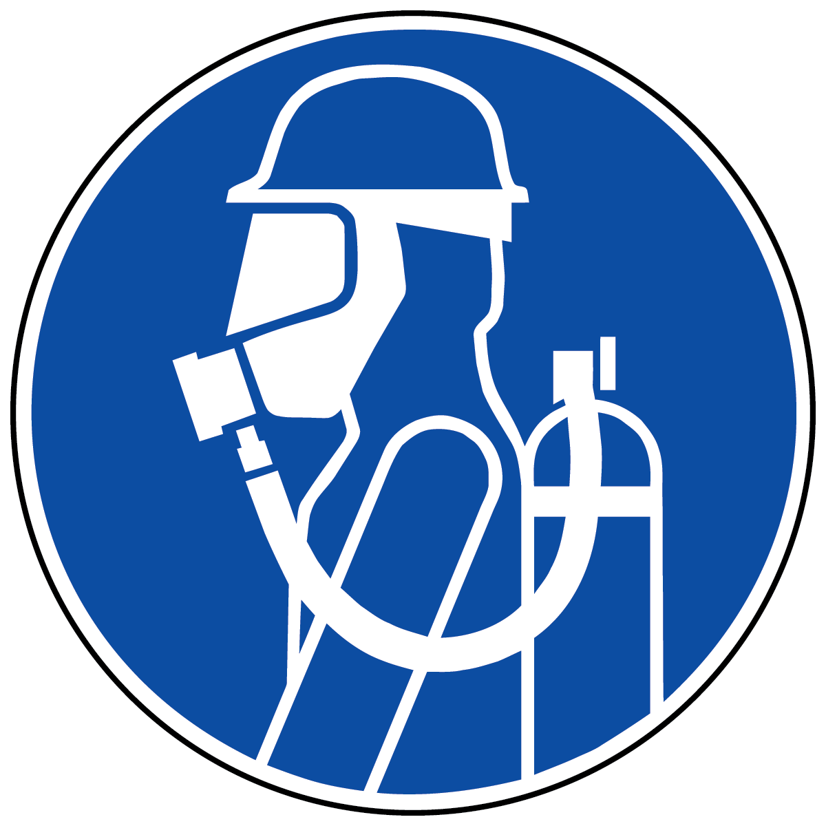 Use breathing apparatus polyester safety label with mandatory respirator symbol for workplace PPE