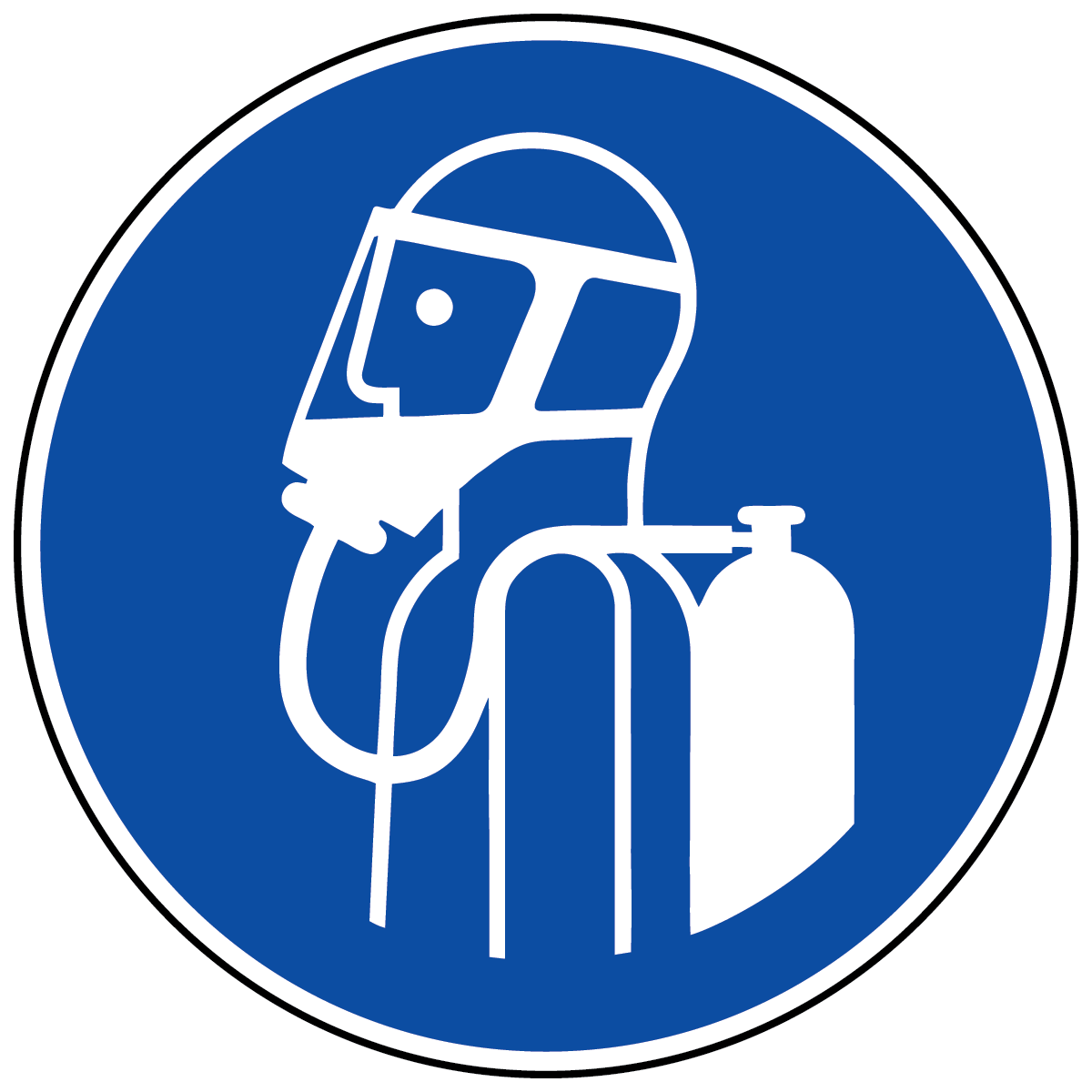 ISO M047 self-contained breathing apparatus polyester safety label with mandatory respirator symbol