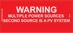 1.5 X 3.5 WARNING MULTIPLE POWER SOURCES Vinyl V-121 Decal