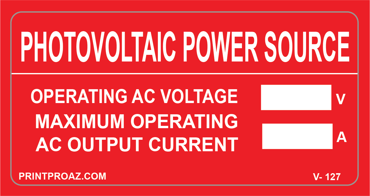 2X4 PHOTOVOLTAIC POWER SOURCE Vinyl V- 127 Decal