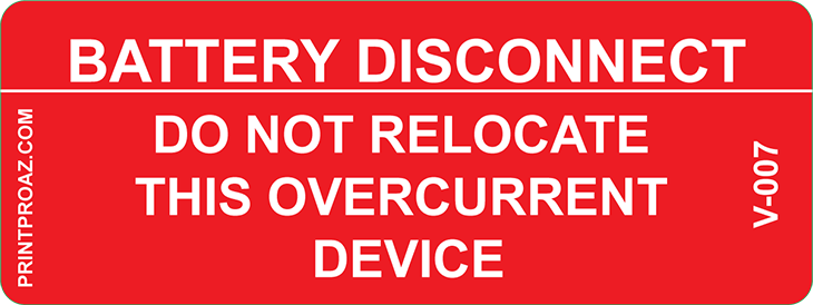 1.5 X 4 BATTERY DISCONNECT DO NOT RELOCATE V-130 Decal