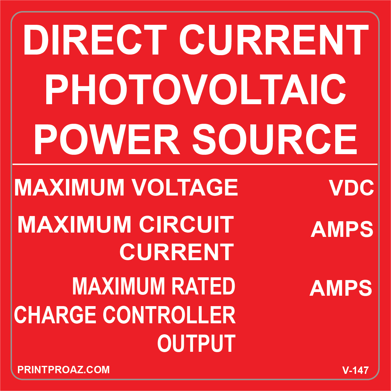 4X4 DIRECT CURRENT PHOTOVOLTAIC POWER SOURCE Vinyl V-147 Decal