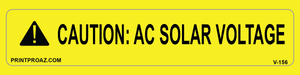 1.125X5.75 CAUTION: AC SOLAR VOLTAGE Vinyl V-156 Decal