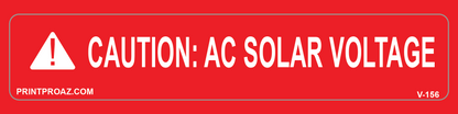 1.125X5.75 CAUTION: AC SOLAR VOLTAGE Vinyl V-156 Decal