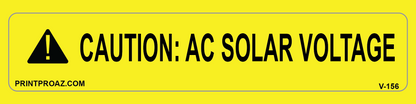 1.125x5.75 CAUTION: AC SOLAR VOLTAGE Vinyl V-156 Decal