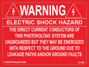 3X4 WARNING ELECTRIC SHOCK HAZARD Vinyl V-158 Decal