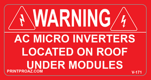 2X4 WARNING AC MICRO INVERTERS Vinyl V-171 Decal