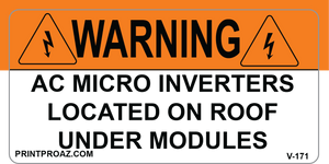 2X4 WARNING AC MICRO INVERTERS Vinyl V-171 Decal