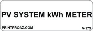 1X3 PV SYSTEM kWh METER Vinyl V-173 Decal