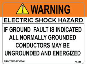 3X4 WARNING ELECTRIC SHOCK HAZARD Vinyl V-180 Decal