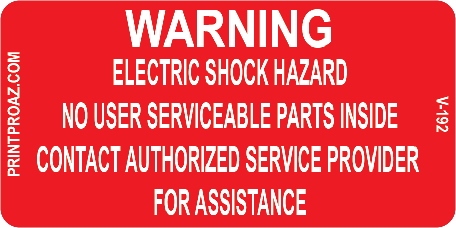 1.5x3 Warning Electric Shock Hazard  Vinyl V-192 Decal