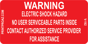 1.5x3 Warning Electric Shock Hazard  Vinyl V-192 Decal