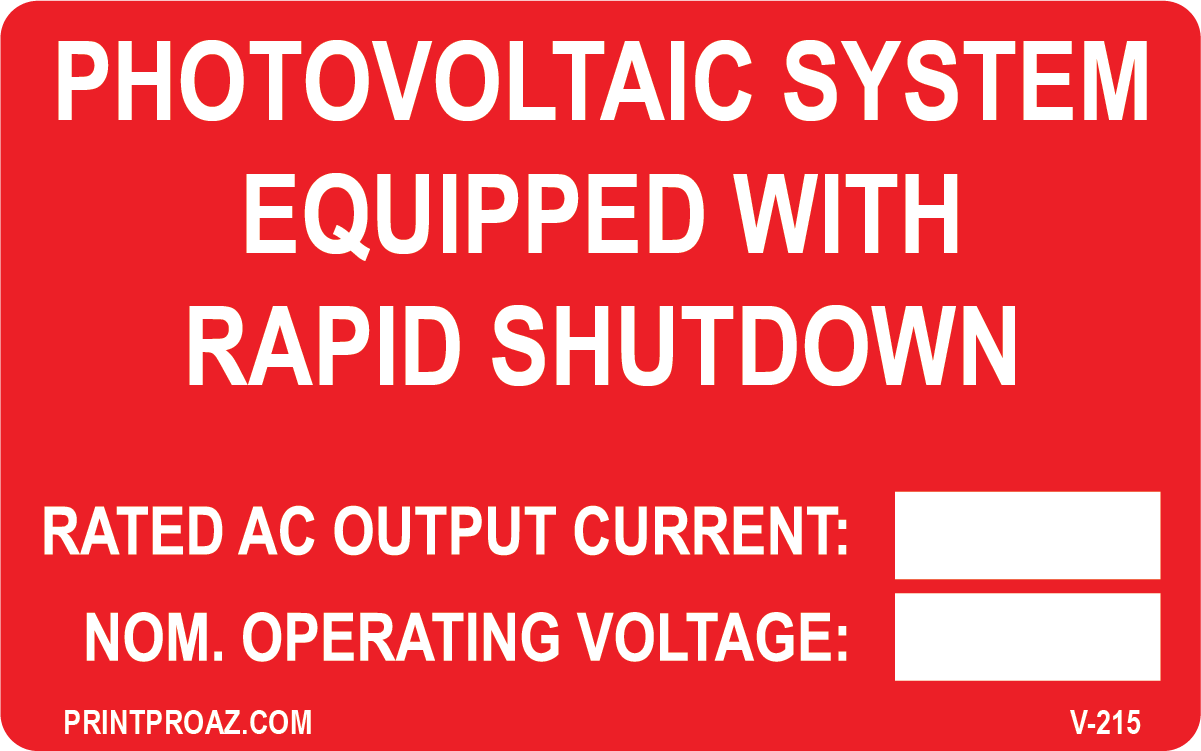 2.5x4 Solar Rapid Shutdown Write-in Label Vinyl V-215 Decal