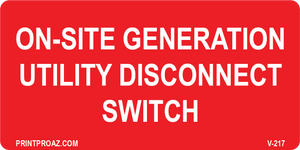 2x4 On-site Generation Utility Disconnect Switch Vinyl V-217 Decal