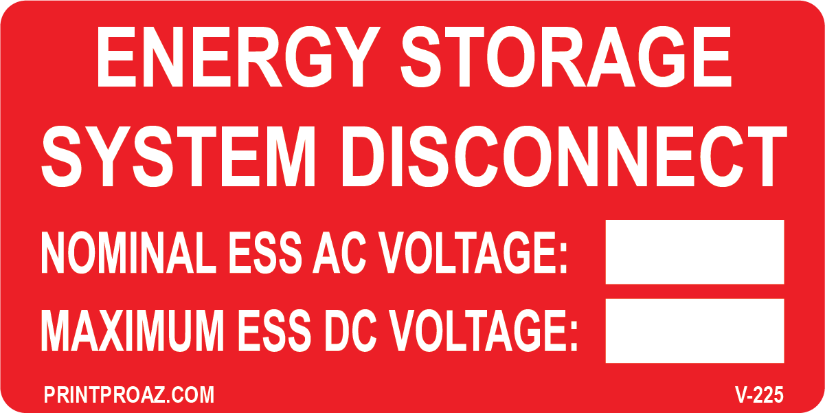 2x4 Energy Storage System Disconnect Vinyl V-225 Decal