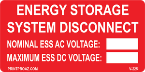 2x4 Energy Storage System Disconnect Vinyl V-225 Decal