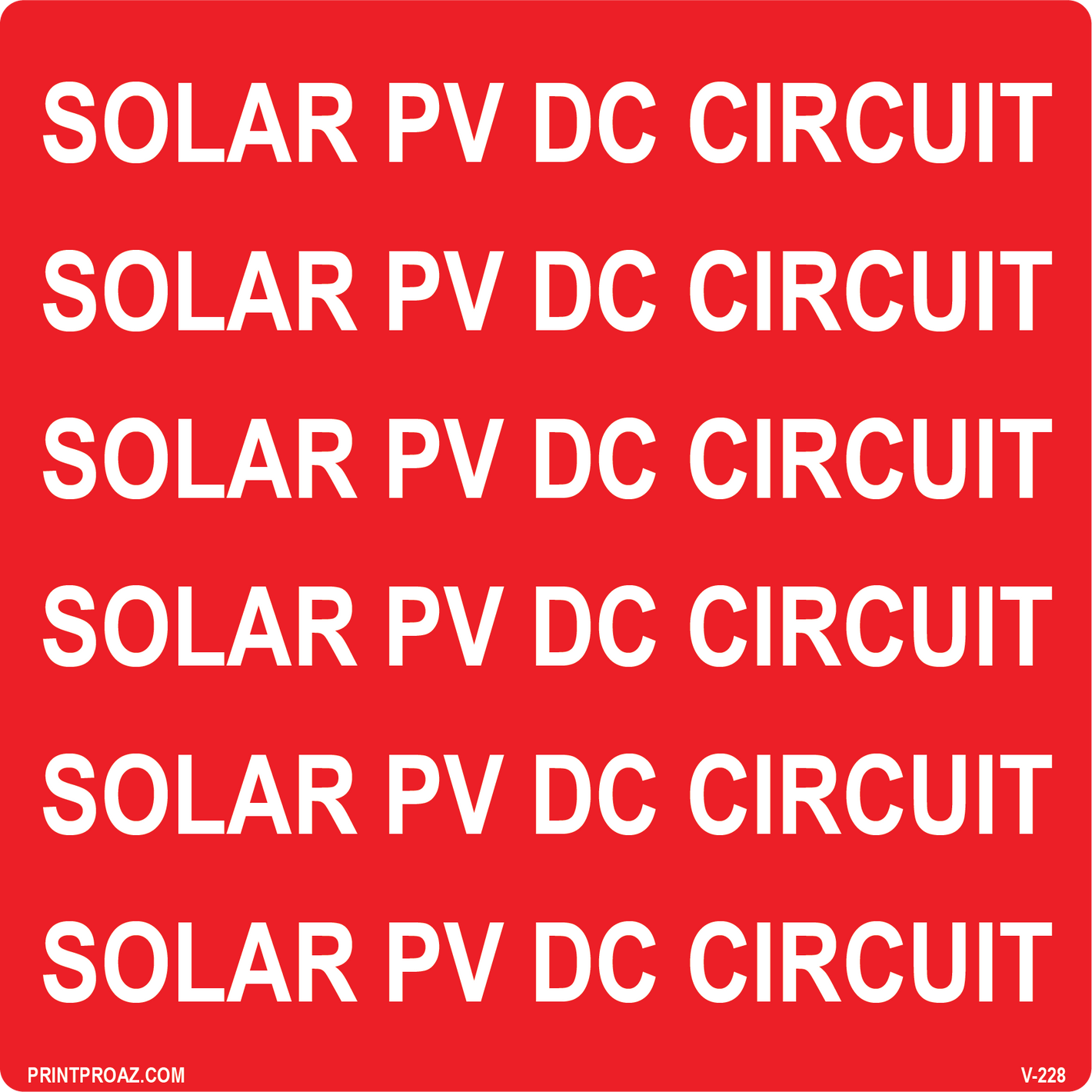 5.75x5.75 Solar PV DC Circuit Vinyl V-228 Decal