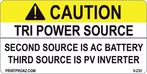 2x4 Caution Tri Power Source Vinyl V-233 Decal