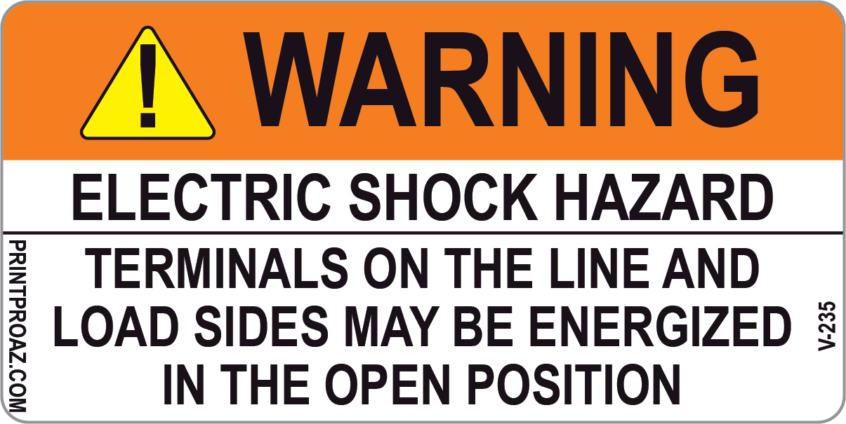 2x4 Electric Shock Hazard Vinyl V-235 Decal