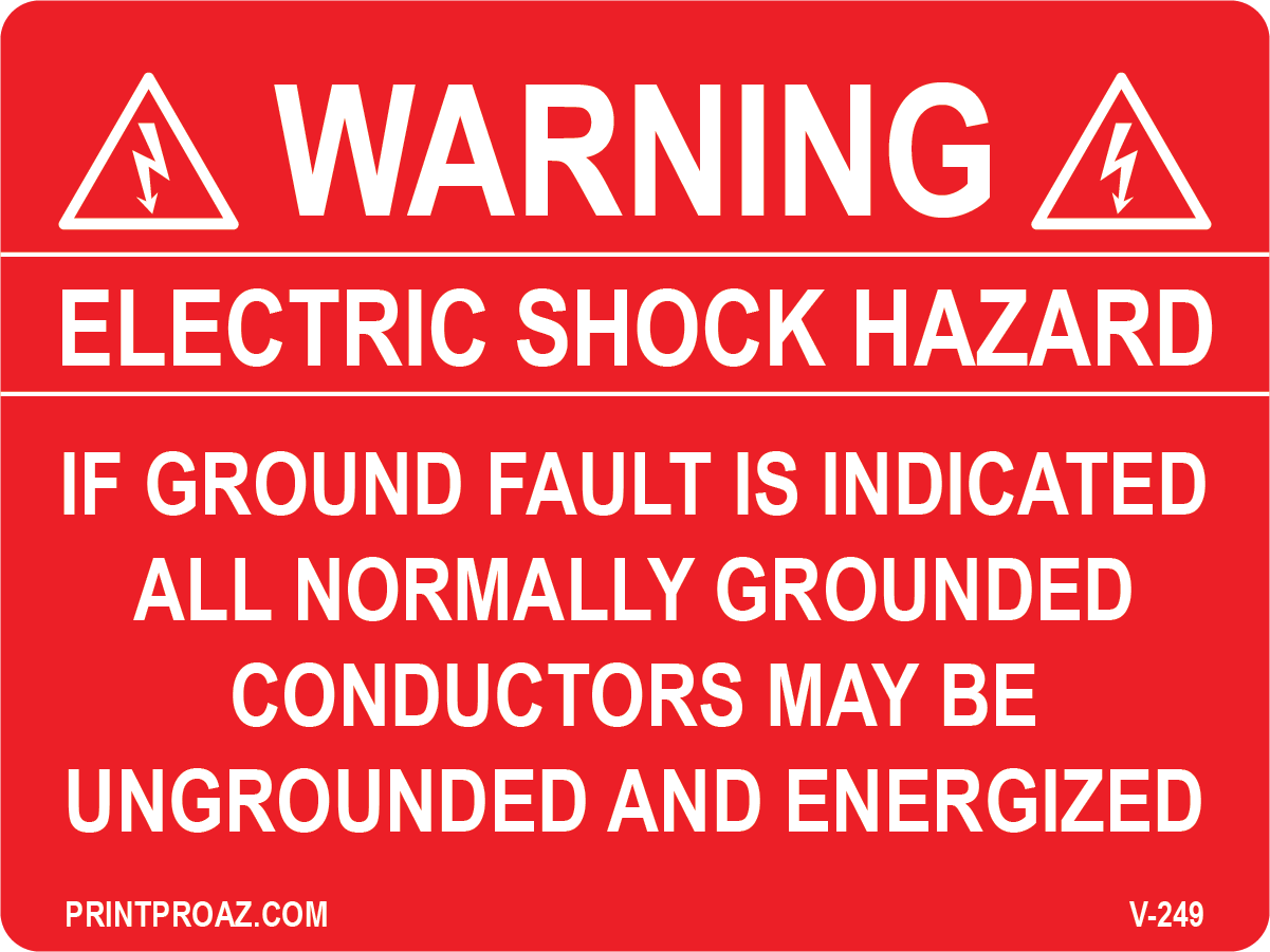 3x4 Electric Shock Hazard Vinyl V-249 Decal