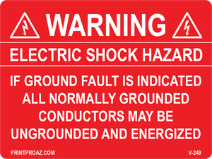 3x4 Electric Shock Hazard Vinyl V-249 Decal