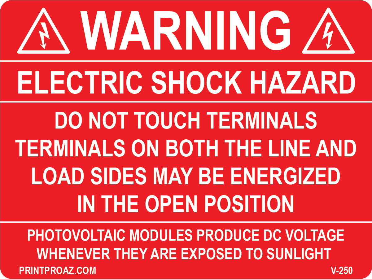 3x4 Electric Shock Hazard Vinyl V-250 Decal