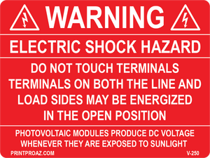 3x4 Electric Shock Hazard Vinyl V-250 Decal