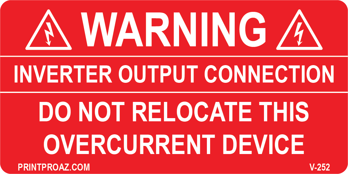 2x4 Inverter Output Connection Vinyl V-252 Decal Solar Labels