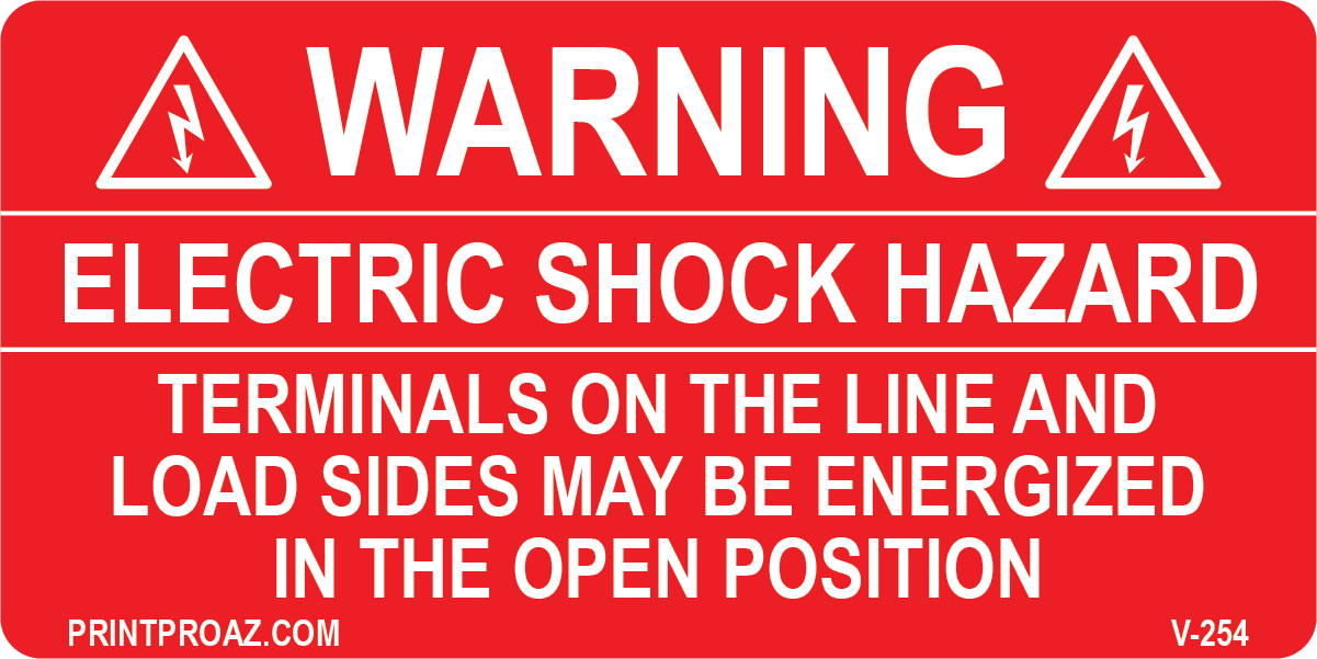 2x4 Electric Shock Hazard Vinyl V-254 Decal