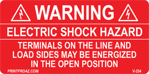 2x4 Electric Shock Hazard Vinyl V-254 Decal