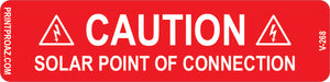 Caution Solar Point of Connection, Vinyl Decal Solar Labels