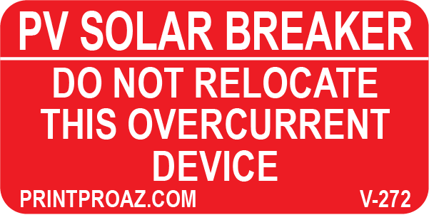 1X2 PV Solar Breaker Vinyl V-272 Decal