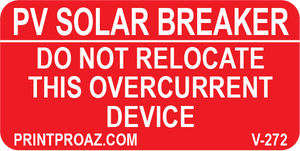 1X2 PV Solar Breaker Vinyl V-272 Decal