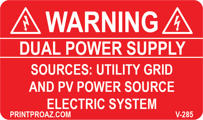 1.625X2.75 Solar Warning Label Vinyl V-285 Decal