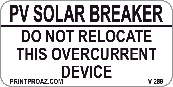 1X2 PV Solar Breaker Vinyl V-289 Decal