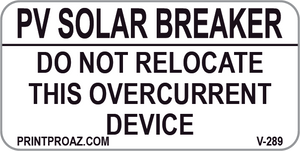 1X2 PV Solar Breaker Vinyl V-289 Decal