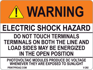 3x4 Solar Warning Label Vinyl V-292 Decal