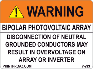 3x4 Solar Warning Label Vinyl V-293 Decal