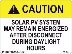 3x4 Solar Label Vinyl V-297 Decal